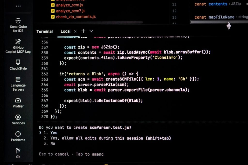 Computer screen displaying code and terminal prompts